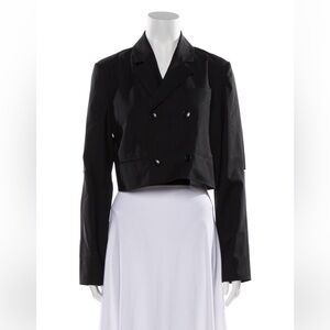 Tibi Black Cropped Double-Breasted Blazer
